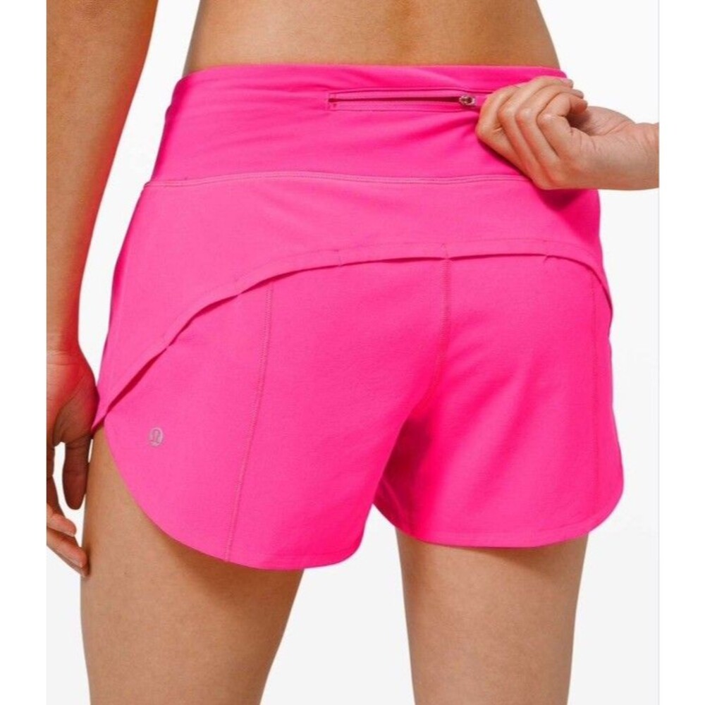 Lululemon Size 12 Speed Up HR 4" Lined Shorts Pink